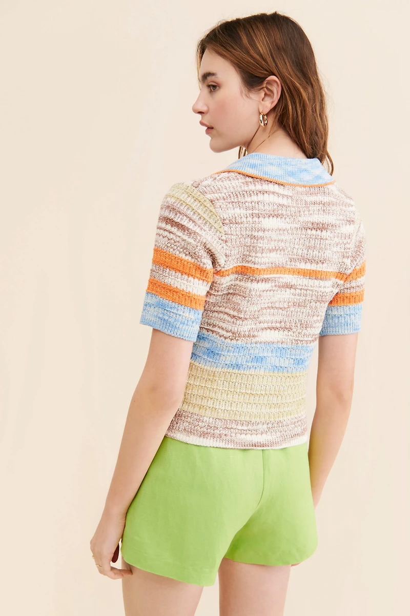 Flat White Zipper Knit Tee