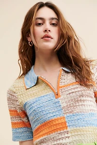Flat White Zipper Knit Tee
