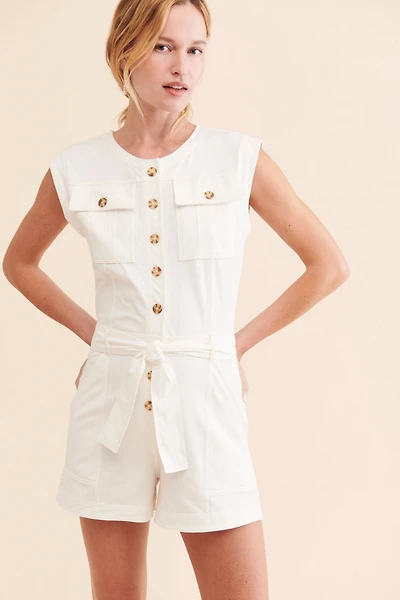 Grey State Isla Button-Front Romper