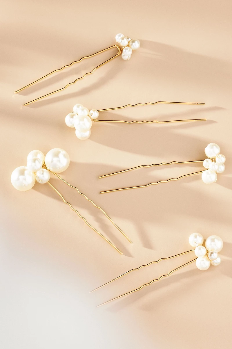 Cluster Pearl Hair Pins, Set of 5