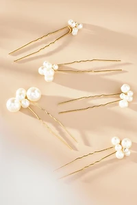 Cluster Pearl Hair Pins, Set of 5