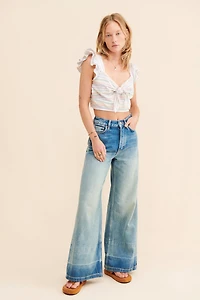 Maeve Striped Tie-Front Top