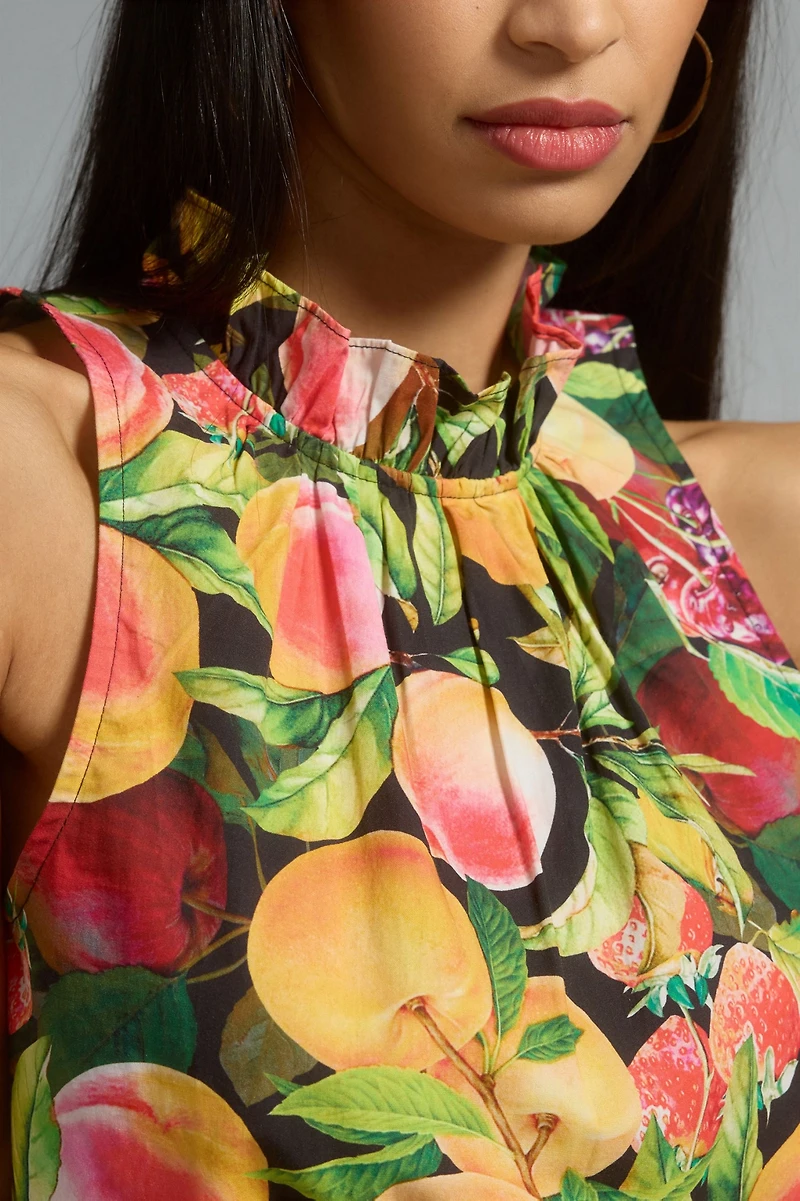 Maeve Poplin Ruffle-Neck Halter Tank