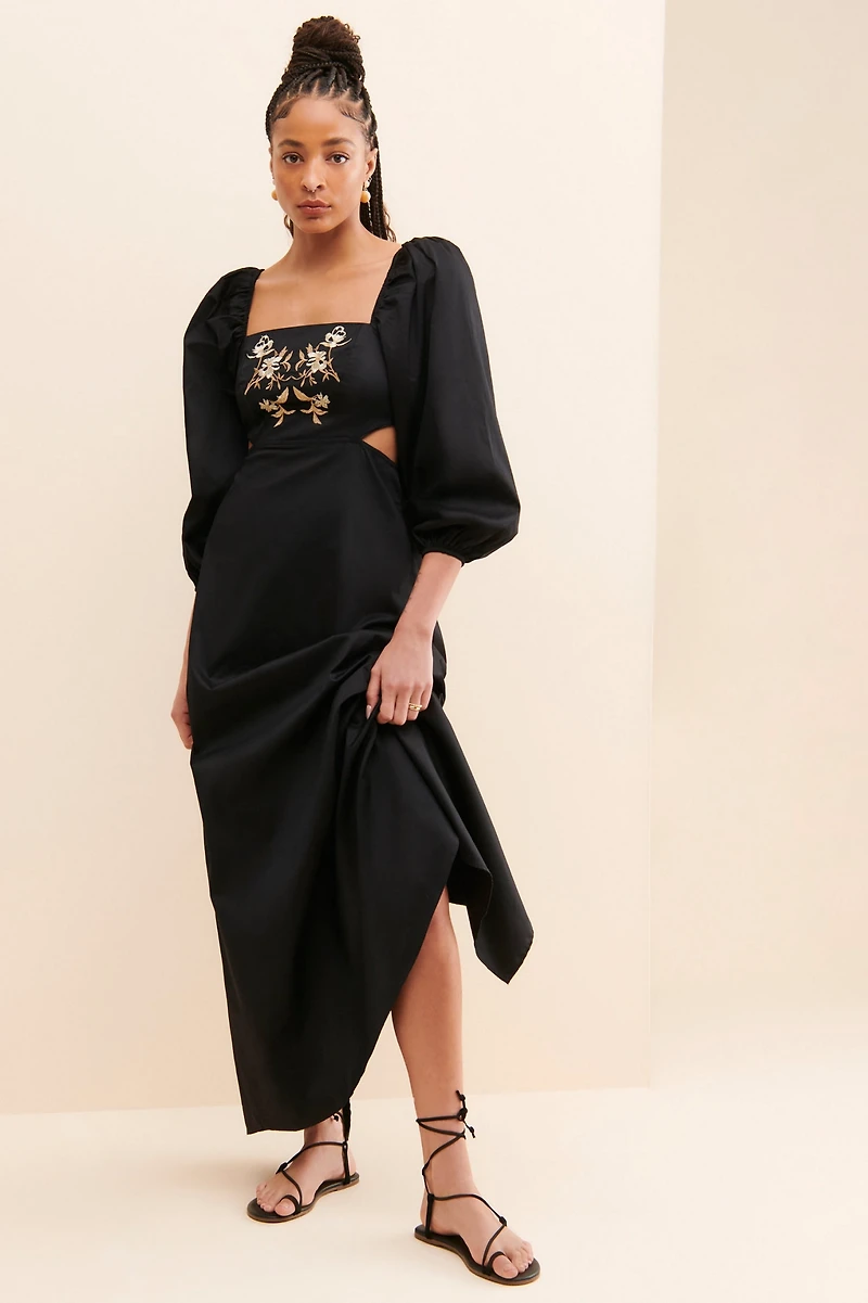 Especia Embroidered Cut Out Maxi Dress