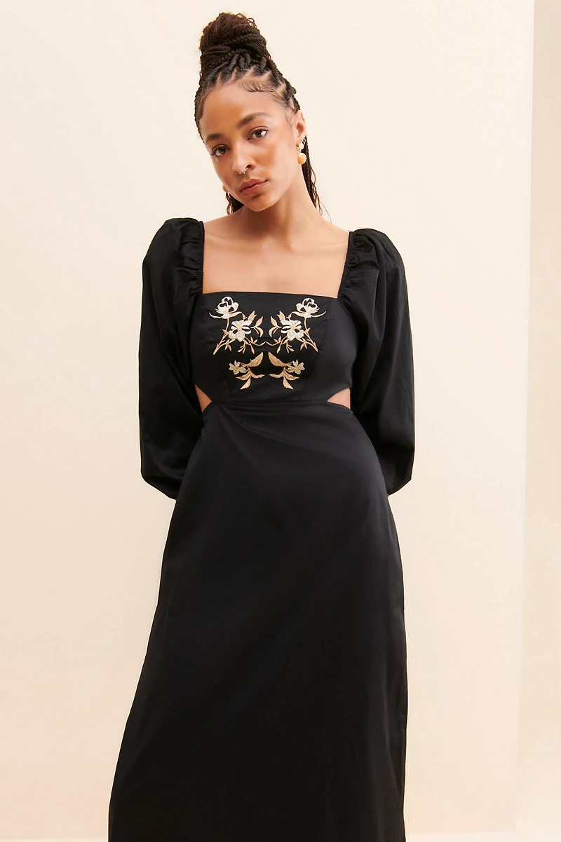 Especia Embroidered Cut Out Maxi Dress