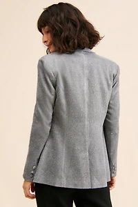 Flat White Sparkly Sequined Blazer