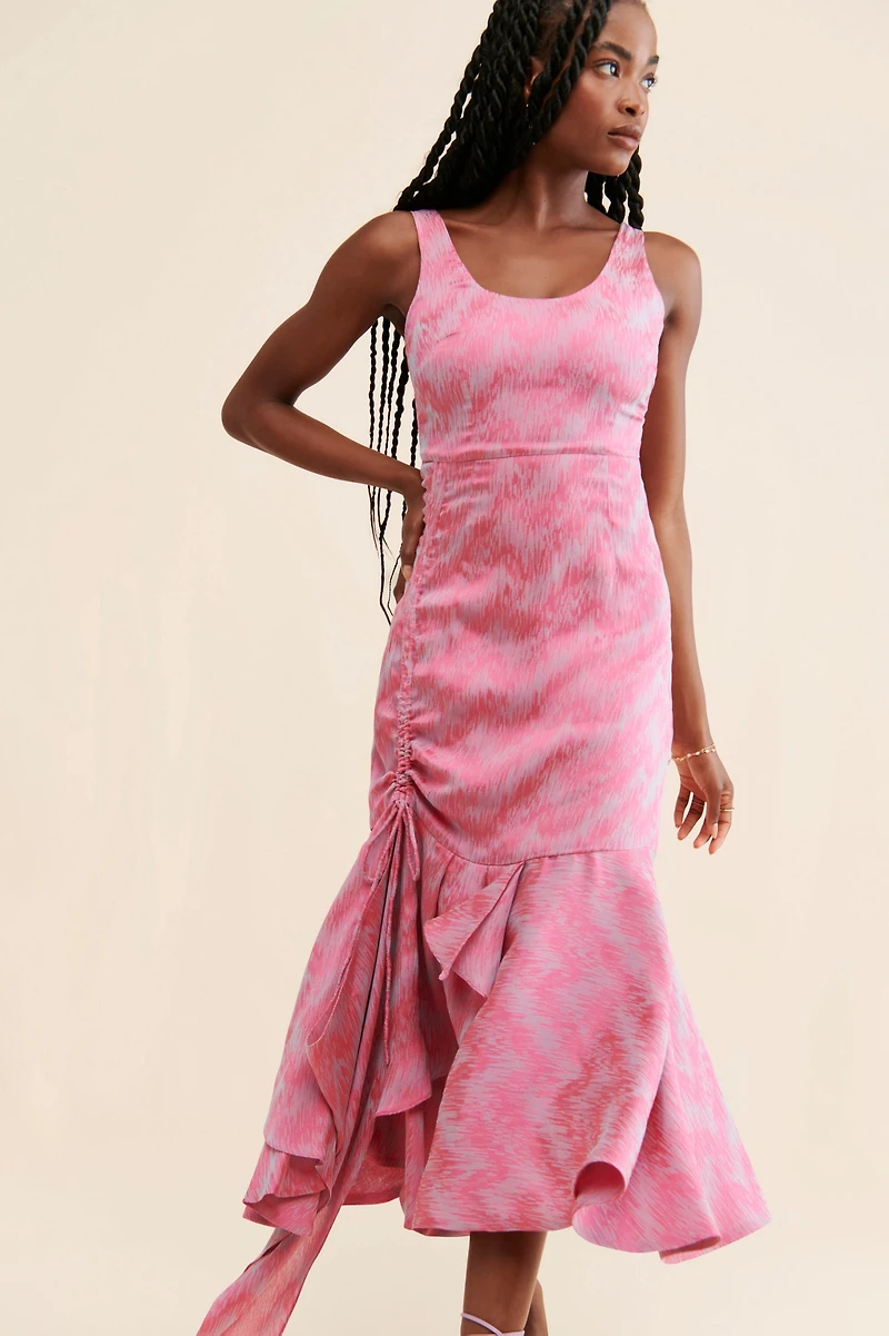 Amira Haroon Ruffled Hem Midi Dress