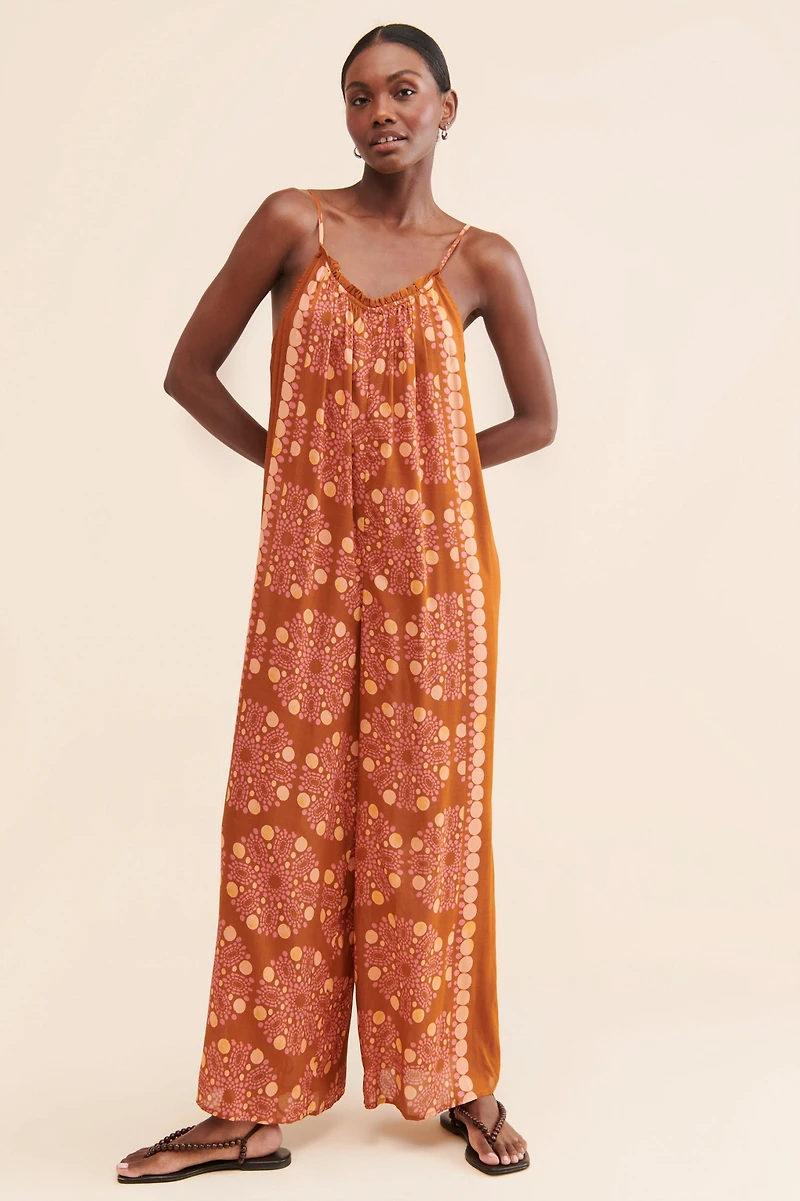 Printed Low-Back Jumpsuit