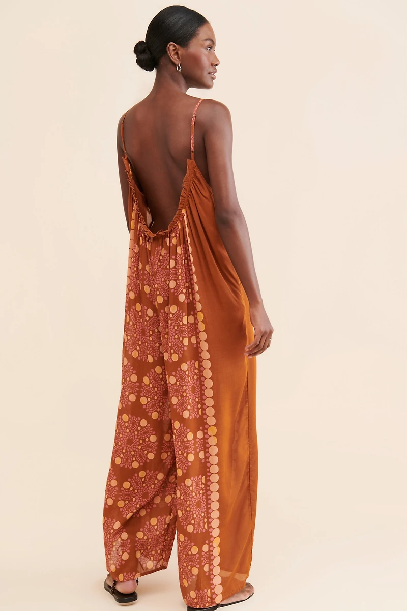 Printed Low-Back Jumpsuit