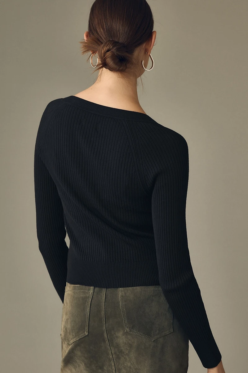 Maeve Slim Rib Cardigan Sweater
