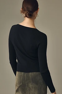 Maeve Slim Rib Cardigan Sweater