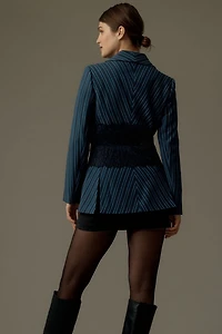 Maeve Lace Mix Pinstripe Blazer