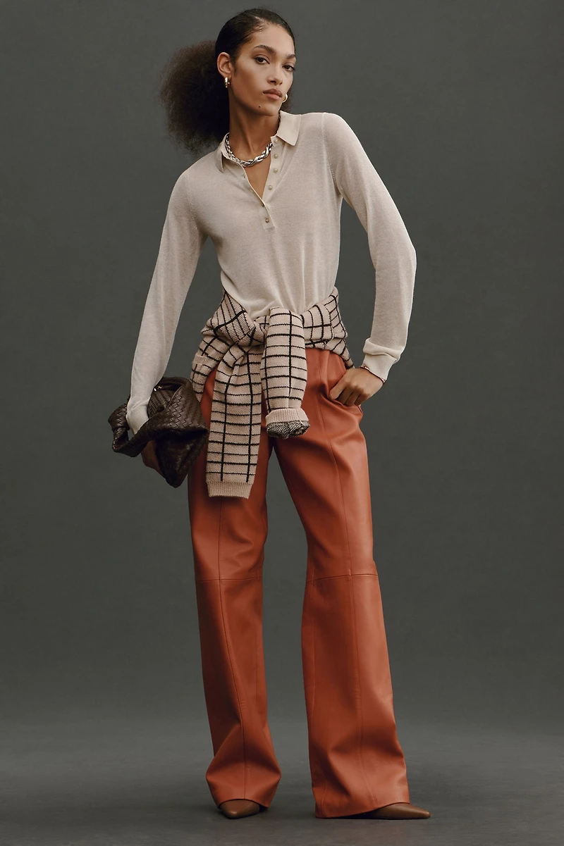 Maeve Sheer Woven Collar Sweater