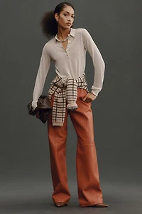 Maeve Sheer Woven Collar Sweater