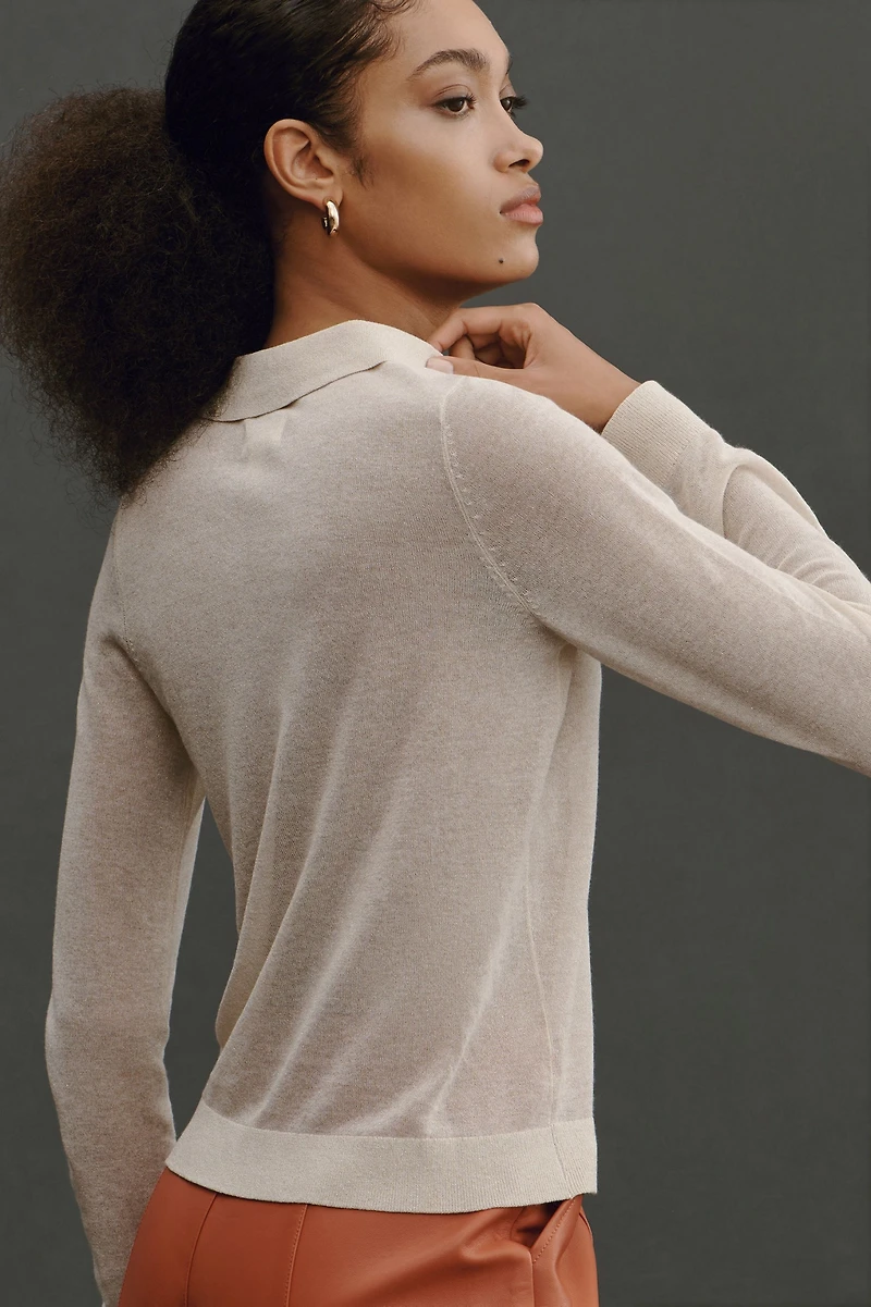 Maeve Sheer Woven Collar Sweater