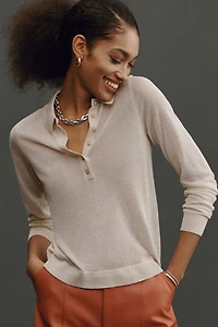 Maeve Sheer Woven Collar Sweater