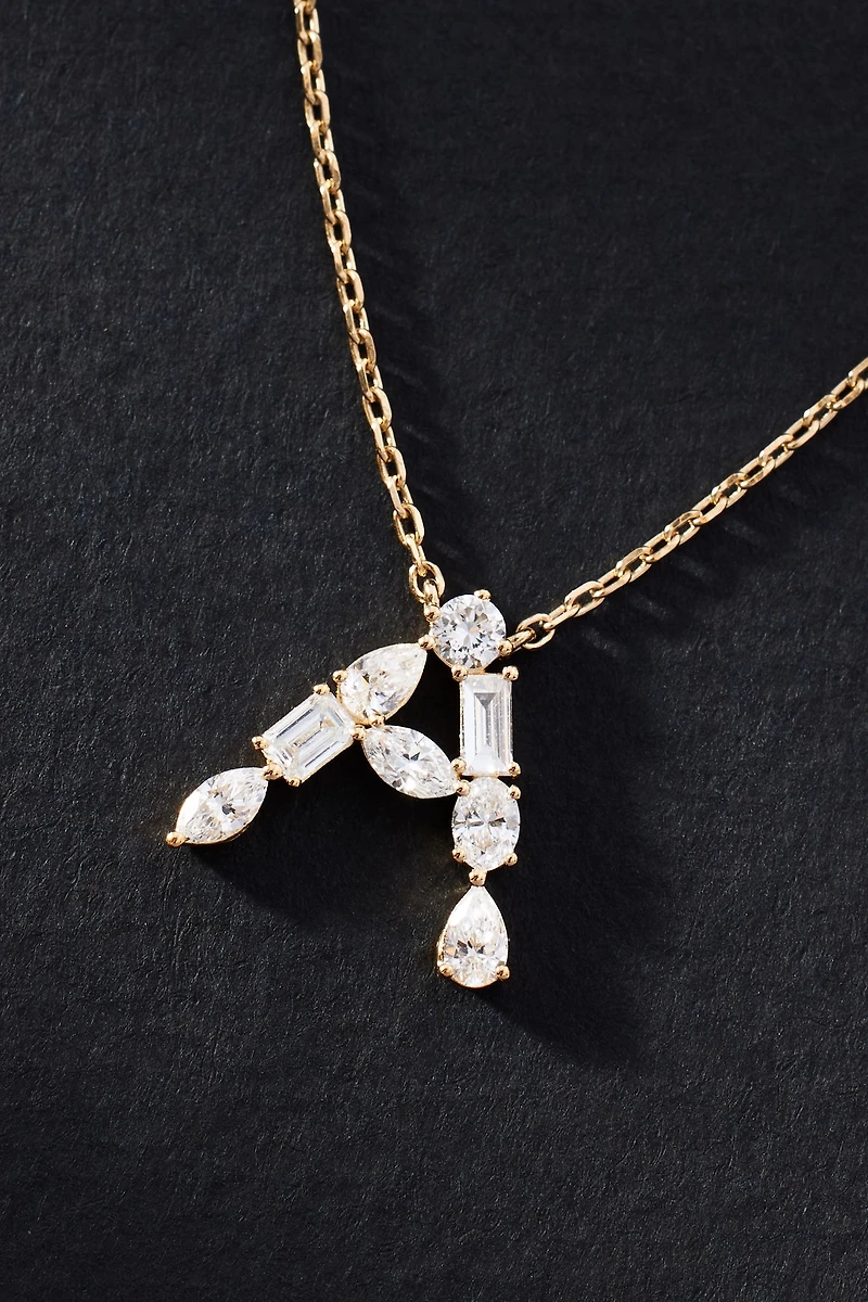 Yellow Gold Diamond Monogram Necklace