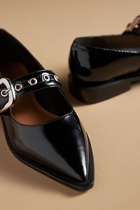 Maeve Pointed-Toe Moto Mary Jane Flats