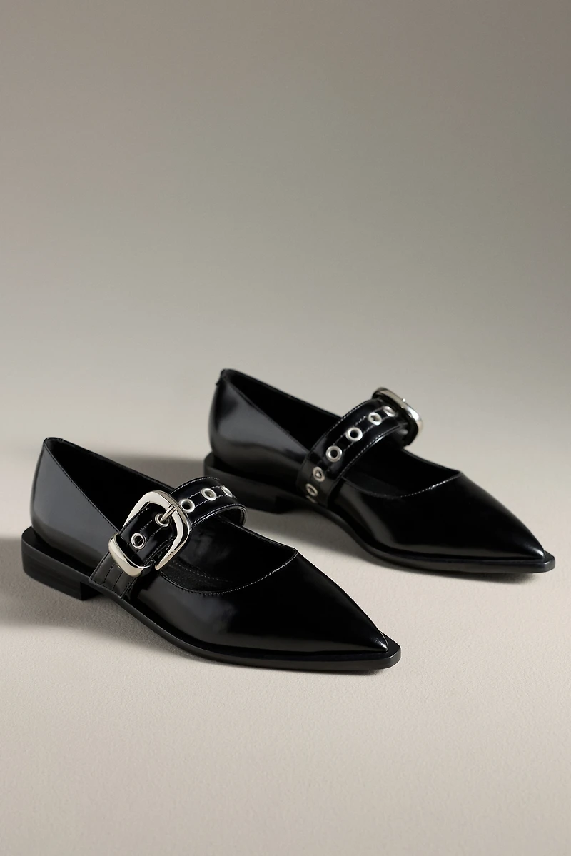 Maeve Pointed-Toe Moto Mary Jane Flats