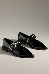 Maeve Pointed-Toe Moto Mary Jane Flats