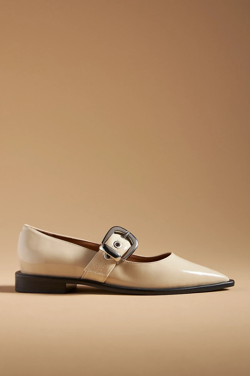 Maeve Pointed-Toe Moto Mary Jane Flats