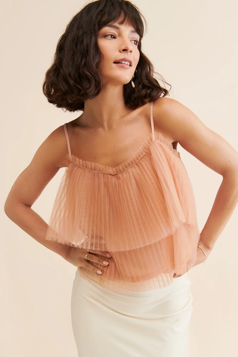 Pleated Tulle Tank