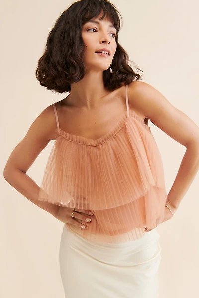 Pleated Tulle Tank
