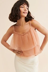Pleated Tulle Tank