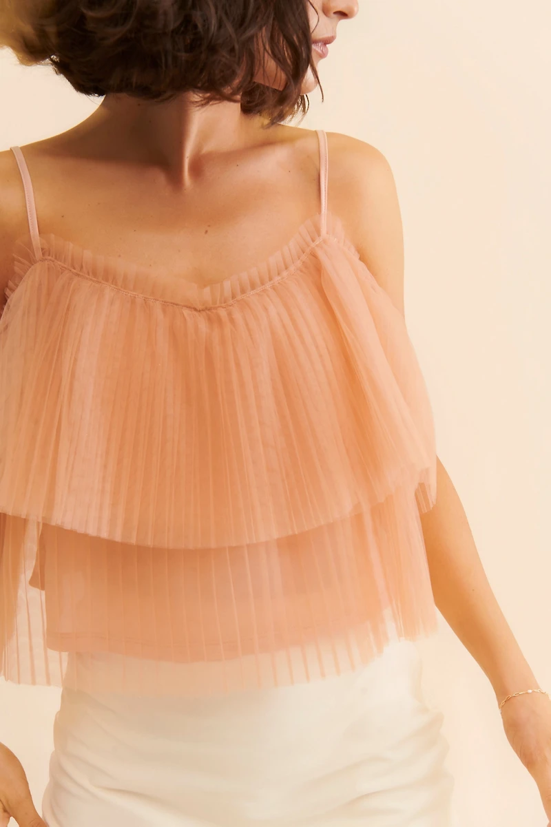 Pleated Tulle Tank