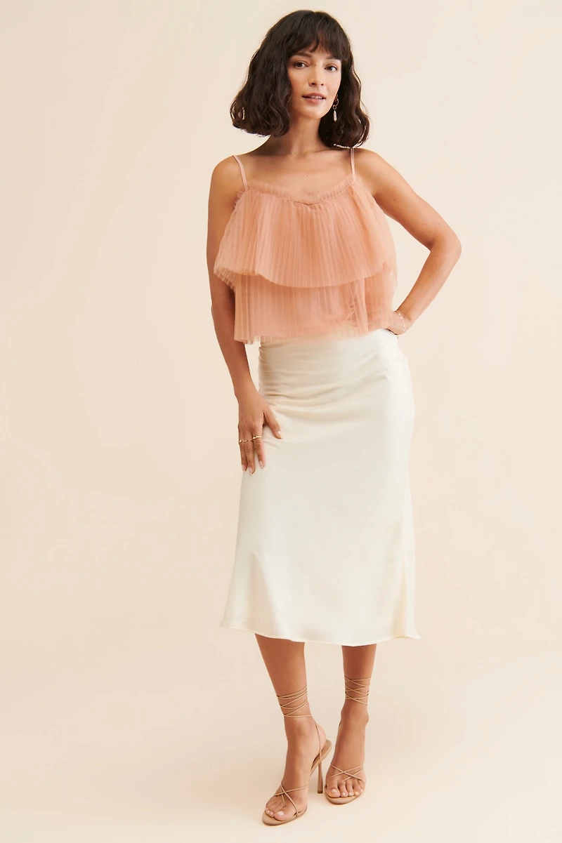 Pleated Tulle Tank