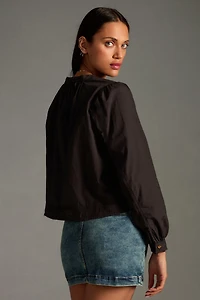Pilcro Cropped Henley Blouse