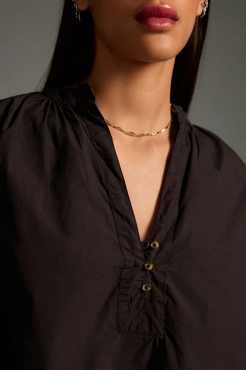 Pilcro Cropped Henley Blouse