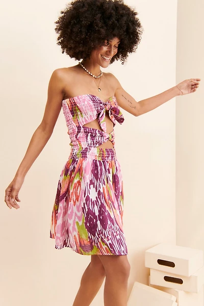 Reversible Smocked Mini Dress