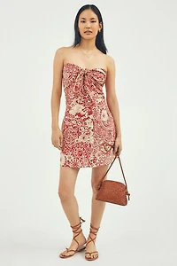 Blue Tassel Strapless Mini Dress