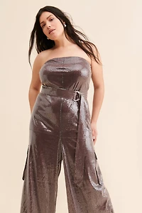 Eloquii Sequin Cargo Jumpsuit