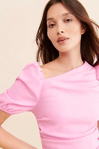 Maeve Slim Puff-Sleeve Ruched Dress