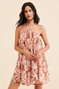 Let Me Be Halter Printed Mini Dress