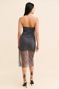 Sheer Ruched Shimmer Dress