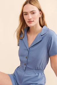 WeWoreWhat Camp Collar Linen Playsuit