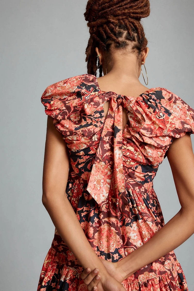 Printed V-Neck Babydoll Dress