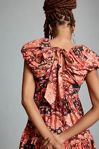 Printed V-Neck Babydoll Dress