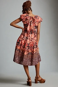 Printed V-Neck Babydoll Dress