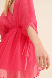Let Me Be Chiffon Plunge Mini Dress
