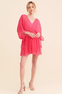 Let Me Be Chiffon Plunge Mini Dress