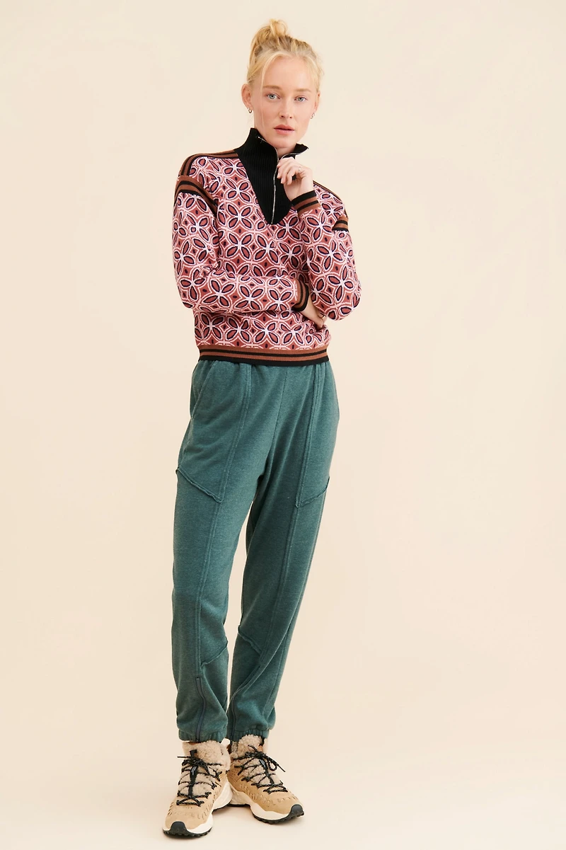 Nouveaux Geometric Half Zip Sweater