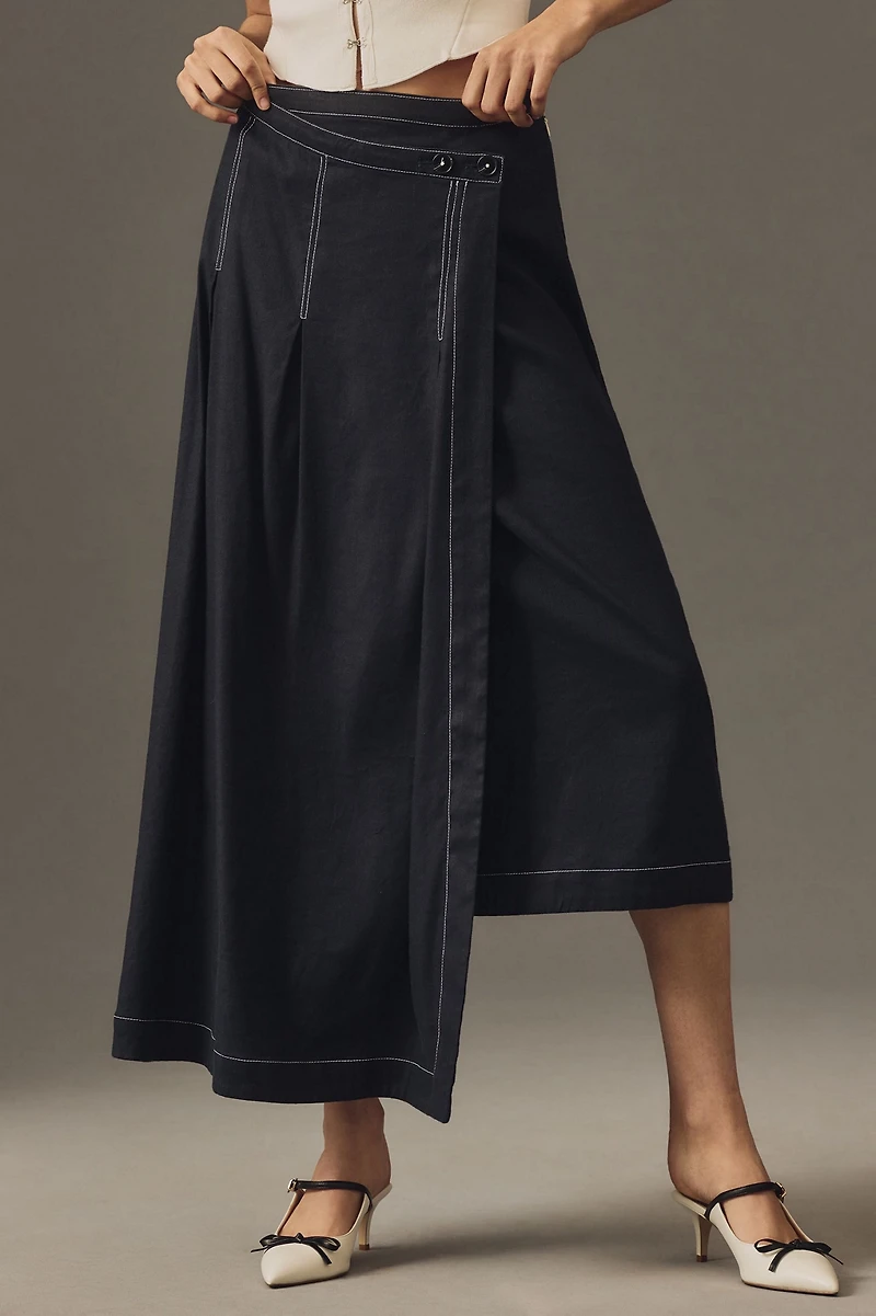Maeve Edie Asymmetrical Stitched Midi Skirt