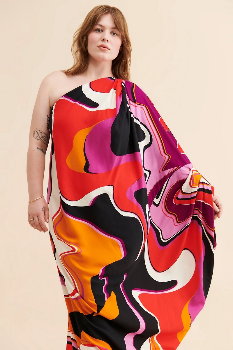 Eloquii One-Shoulder Kaftan Dress