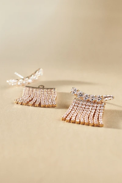 Vieste Rosa Fancy Front-Back Golden Fringe Earrings