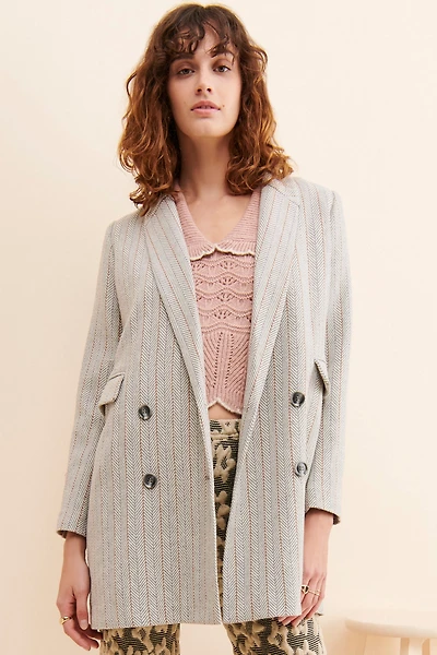 FRENCHMAUVE Mila Herringbone Blazer
