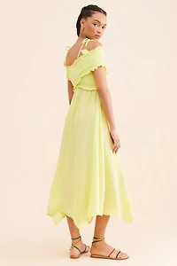 Smocked Gauze Midi Dress